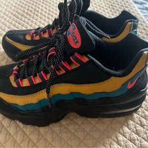 Nike Unisex Air Max Youth Special Edition Black, Yellow, and Teal Neon Sneakers